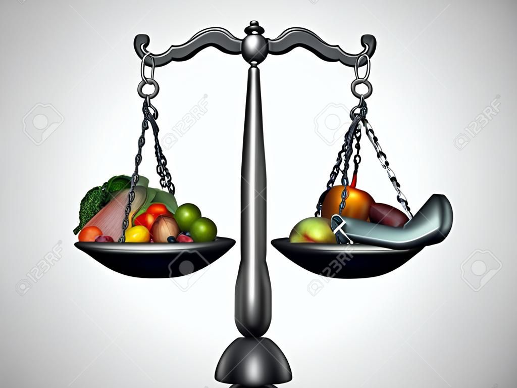 Healthy lifestyle balance and workout fitness and health food eating as a weight loss concept with 3D illustration elements.