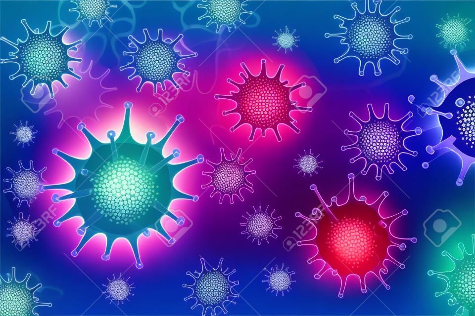 Virus or bacteria abstract vector background. Ä°nfect organism, viral disease epidemic