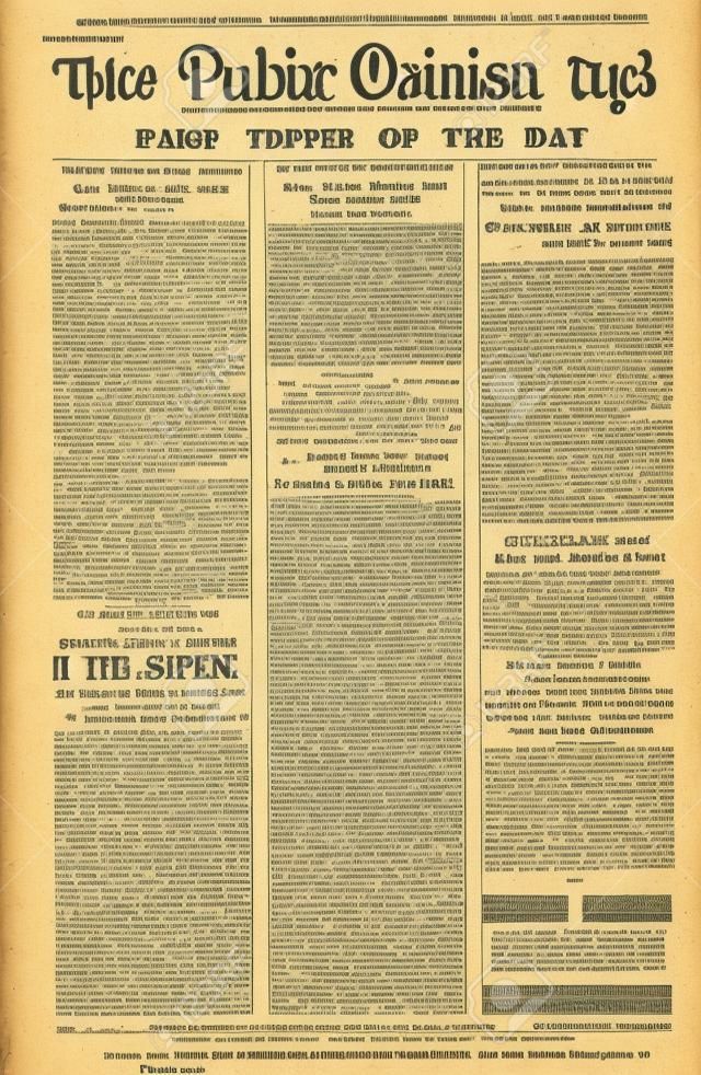 Page papier usagée avec texte anglais. Journal vintage de 1923