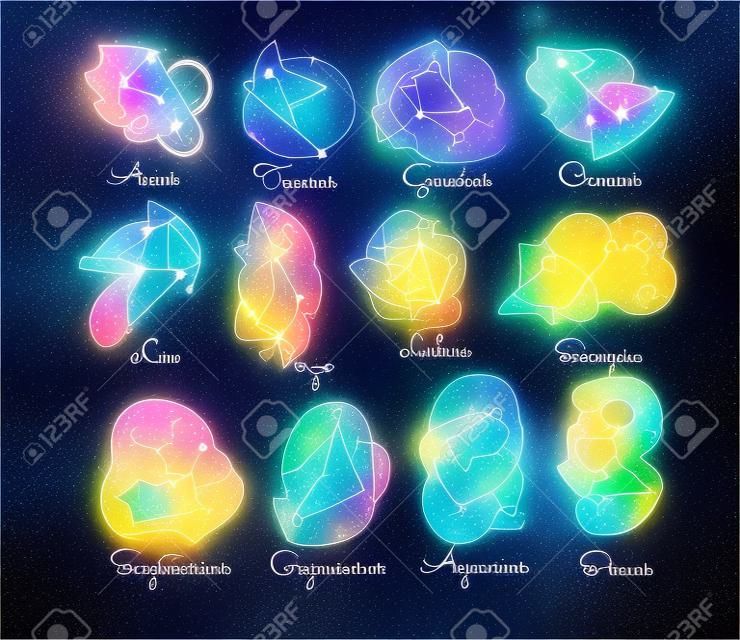 Constellations of the zodiacs. Set astrological symbols