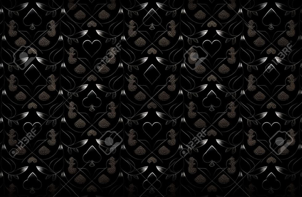 Luxury black poker background with card symbols