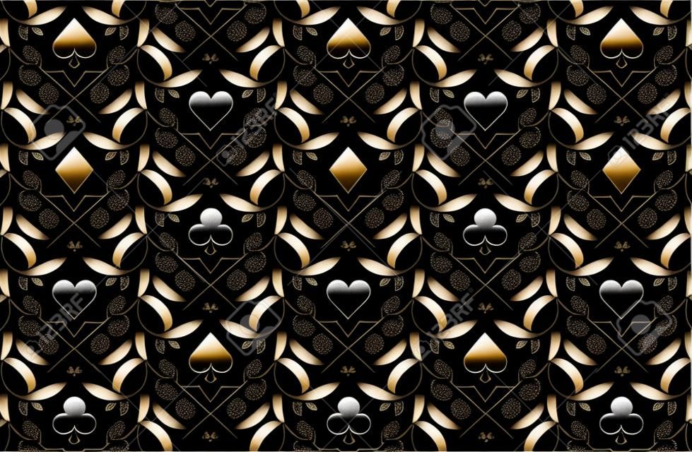 Роскошный черный покер фон с символами карт