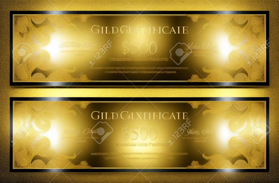 Luxury golden and silver voucher with vintage ornament