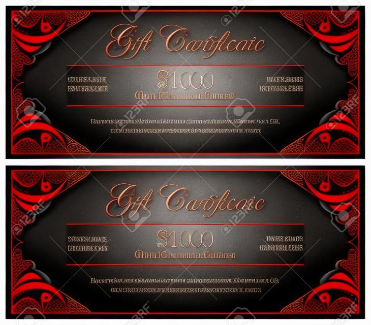 Luxury black and red gift certificate in vintage style