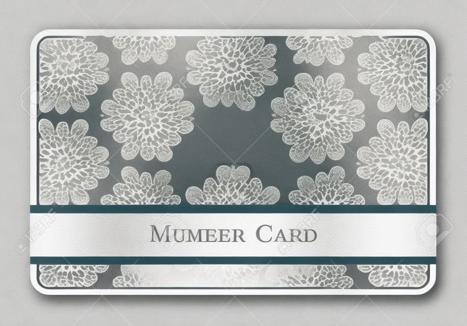Cartão de membro de prata de luxo com padrão floral vintage