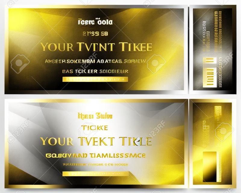 Moderne Gold und Silber Ticket mit abstrakten Hintergrund