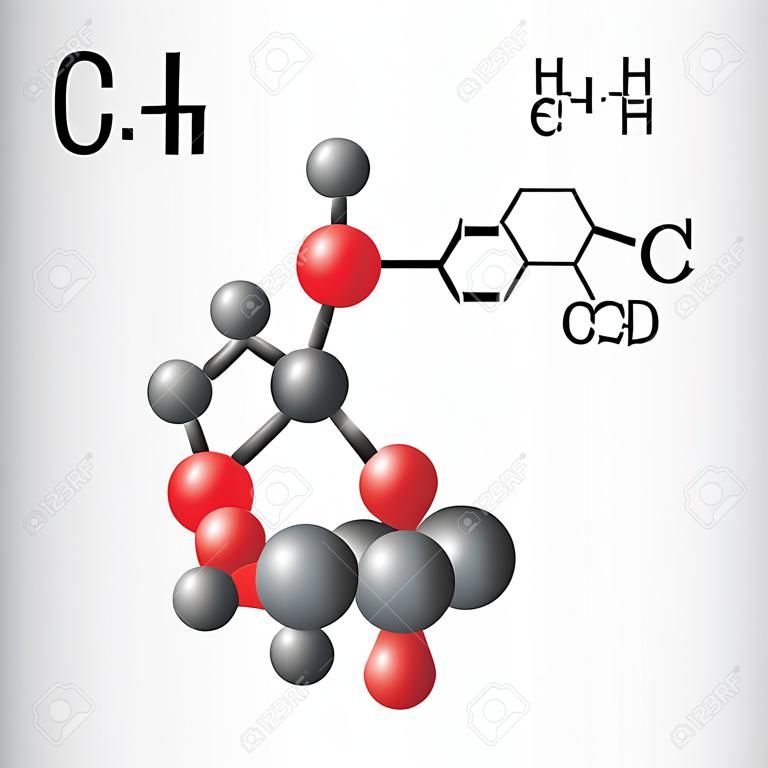 Fórmula química y modelo de molécula de butano C4H10. Ilustración del vector