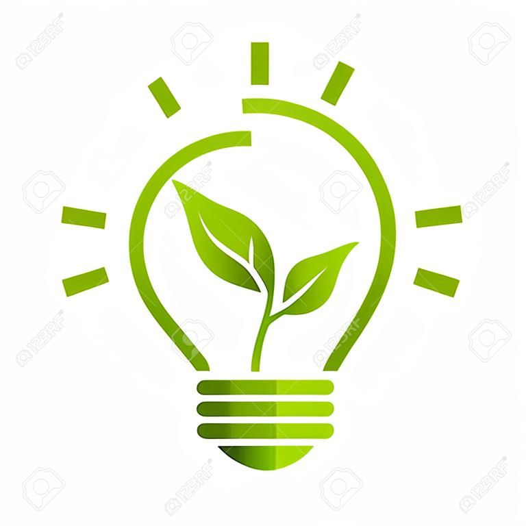 idée verte ampoule feuille nature énergie icône création de logo