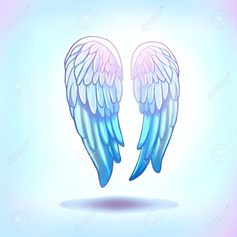 Piękna ilustracja kreskówka anielskie skrzydła