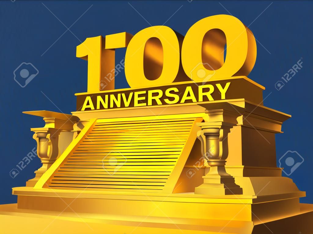 golden 10th anniversary on a platform