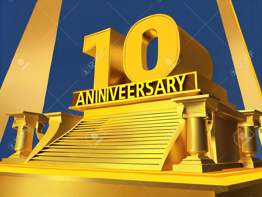 golden 10. Geburtstag auf einer Plattform