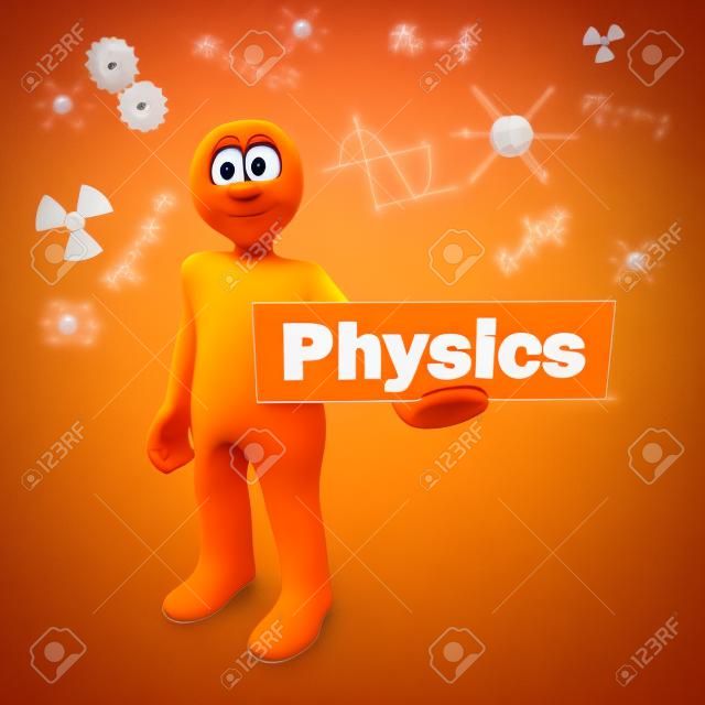 Personaje de dibujos animados con Orange Física texto.