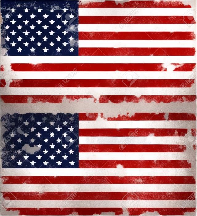 Old zerkratzt Flagge. Vektor-Illustration von Vintage USA-Flagge