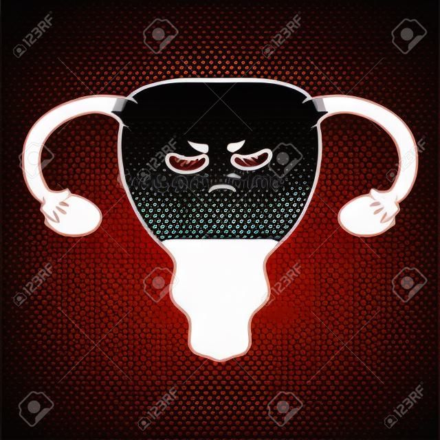 Cartoon angry uterus vector illustration