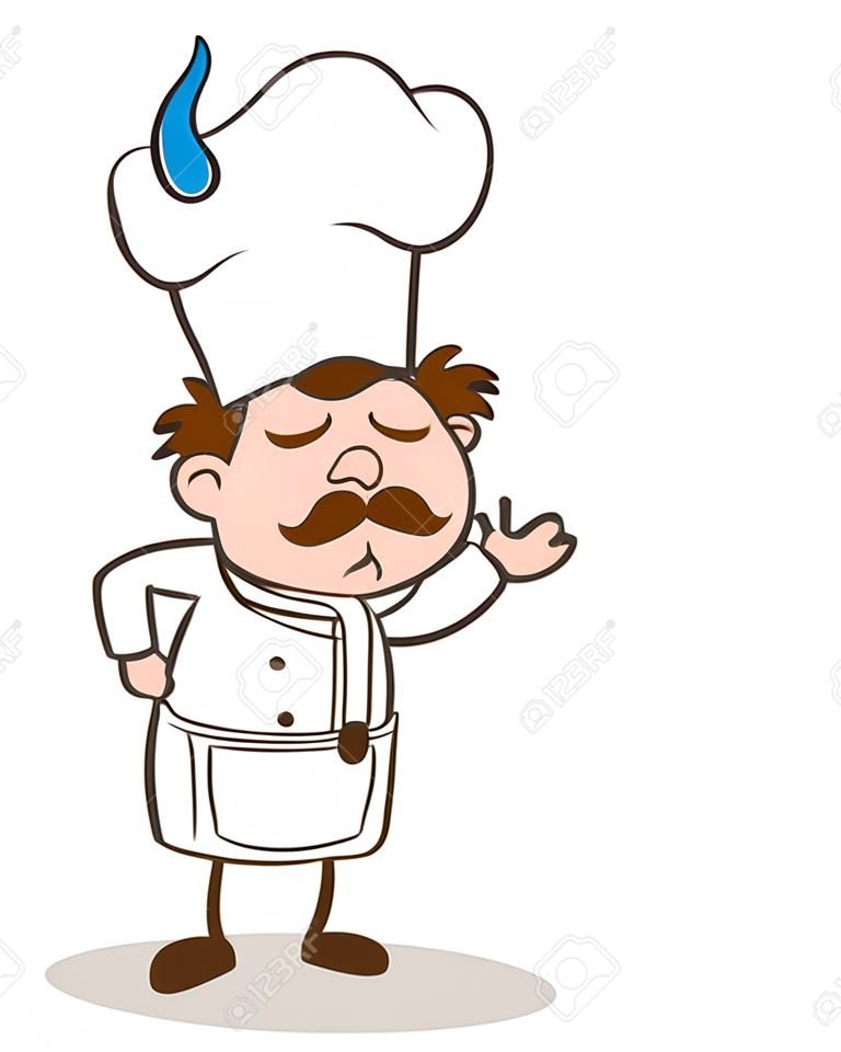 Cartoon Scared Chef Face with Cold Sweat Vector
