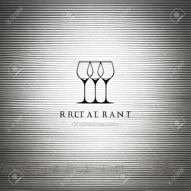 minimalistisches Logo-Restaurant-Vektor-Illustrationsdesign mit drei Gläsern