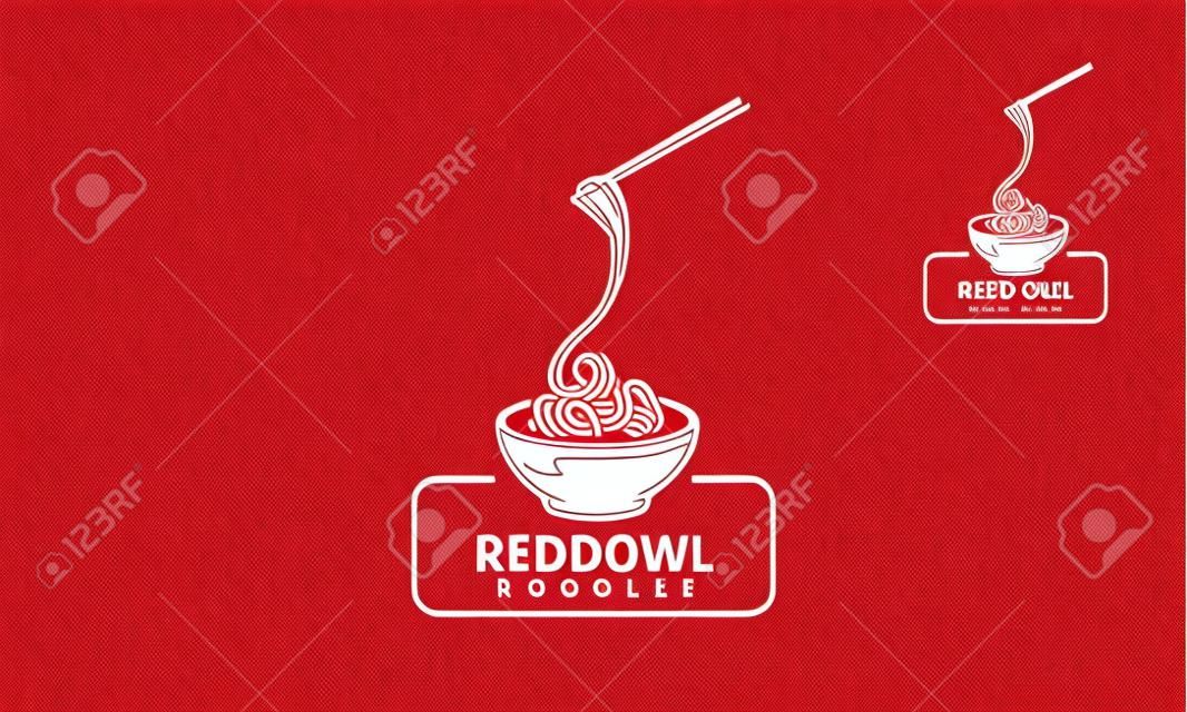 Ilustración del logotipo del vector de los tallarines del cuenco rojo. La ilustración adecuada para cualquier negocio relacionado con ramen, fideos, restaurante de comida rápida o cualquier otro negocio relacionado.