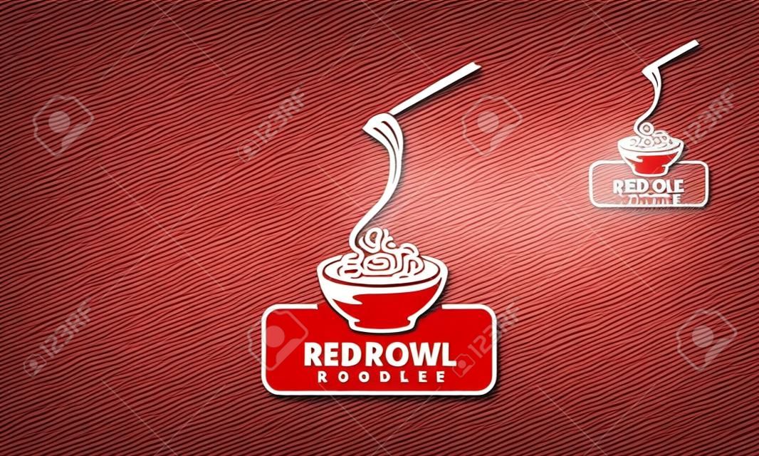 Ilustración del logotipo del vector de los tallarines del cuenco rojo. La ilustración adecuada para cualquier negocio relacionado con ramen, fideos, restaurante de comida rápida o cualquier otro negocio relacionado.