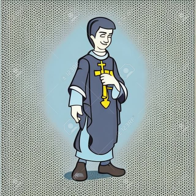Illustration vectorielle de dessin animé prêtre catholique cartoon.
