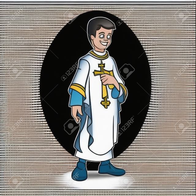 Ilustração vetorial de cartoon catholic sacerdot cartoon.