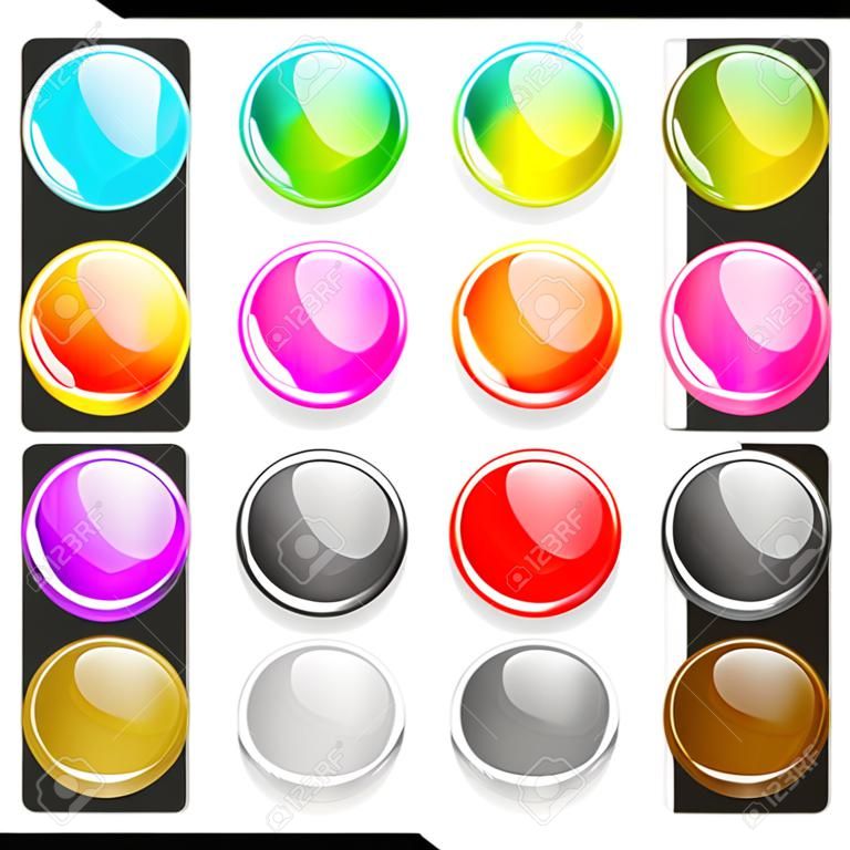 Conjunto de botões de círculo colorido da web