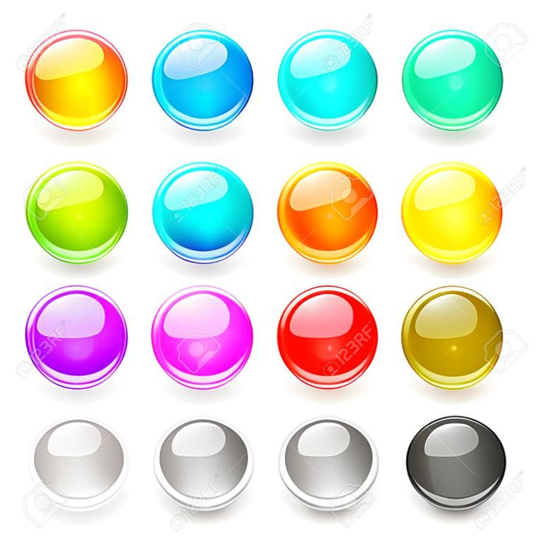 Conjunto de botões de círculo colorido da web