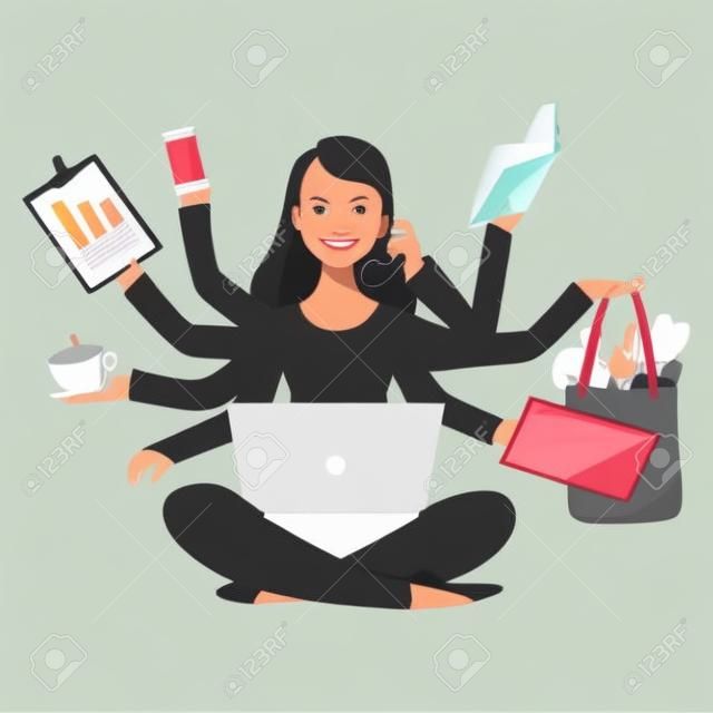 An Image Of A Busy Woman Who Has Many Arms To Multi Task. Royalty Free SVG,  Cliparts, Vectors, and Stock Illustration. Image 42448318.