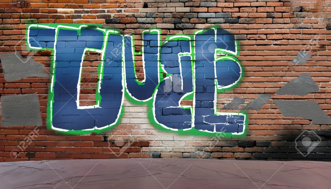 Thug Life Graffiti na ścianie z cegły ulicy sceny