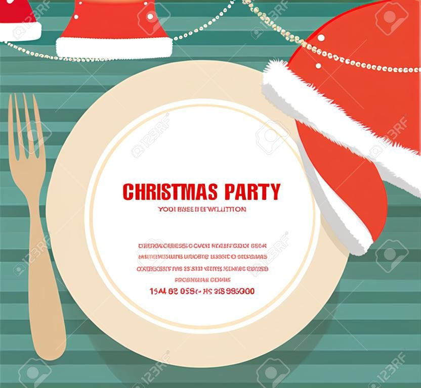 Kerstfeest uitnodiging, bord met kerstmuts