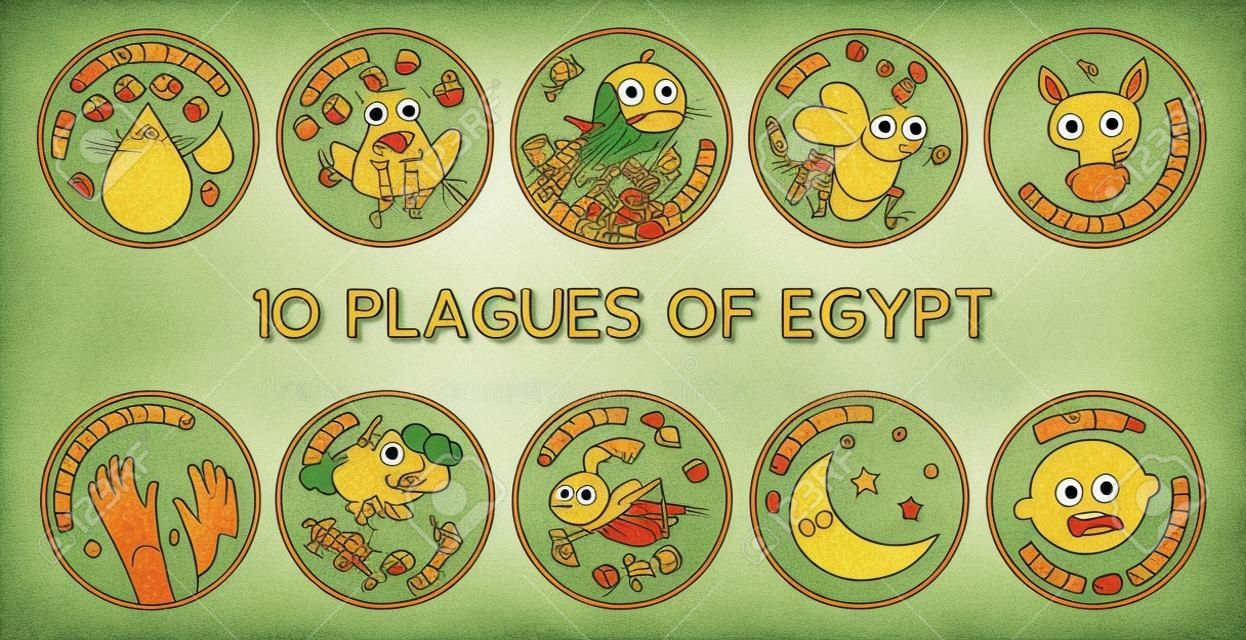 Pascha Tien Plagues van Egypte cartoon- Vector illustratie