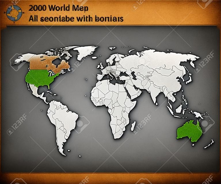 Mapa do mundo editável com países e fronteiras
