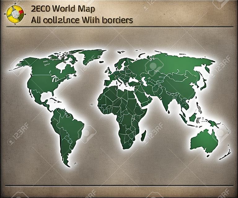Mappa del mondo modificabile con i paesi e le frontiere