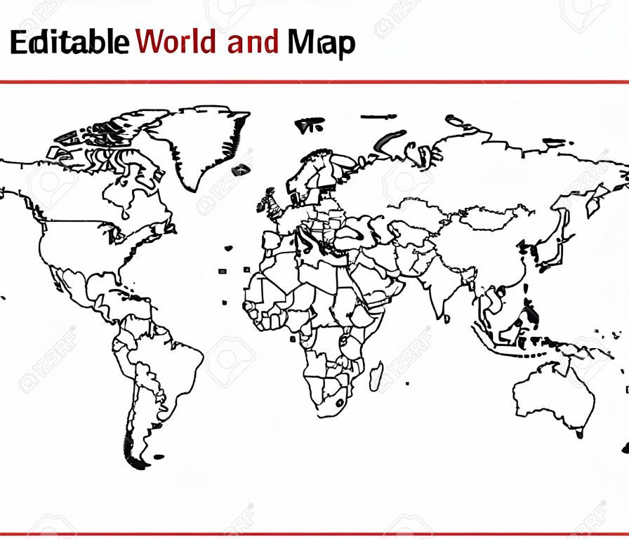 国・国境と編集可能な世界地図