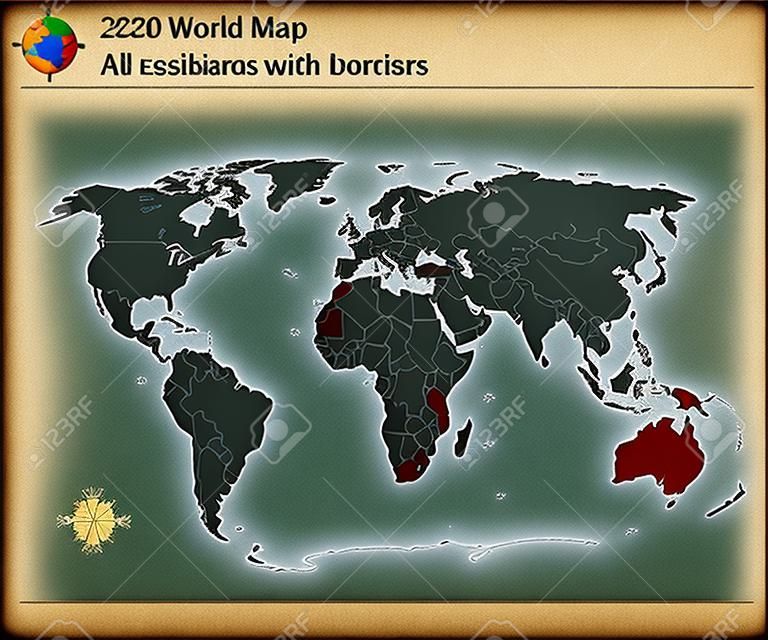 Редактируемая карта мира со странами и границами