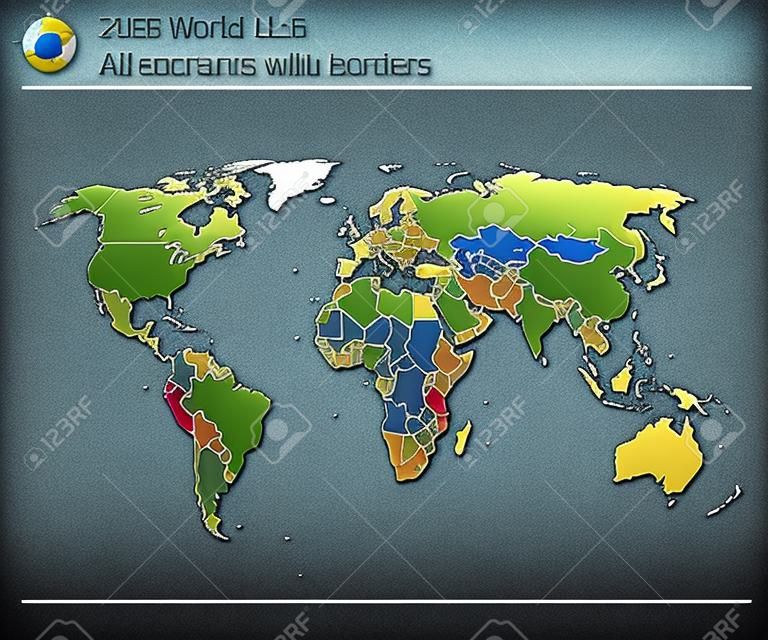 Carte du monde modifiable avec les pays et les frontières