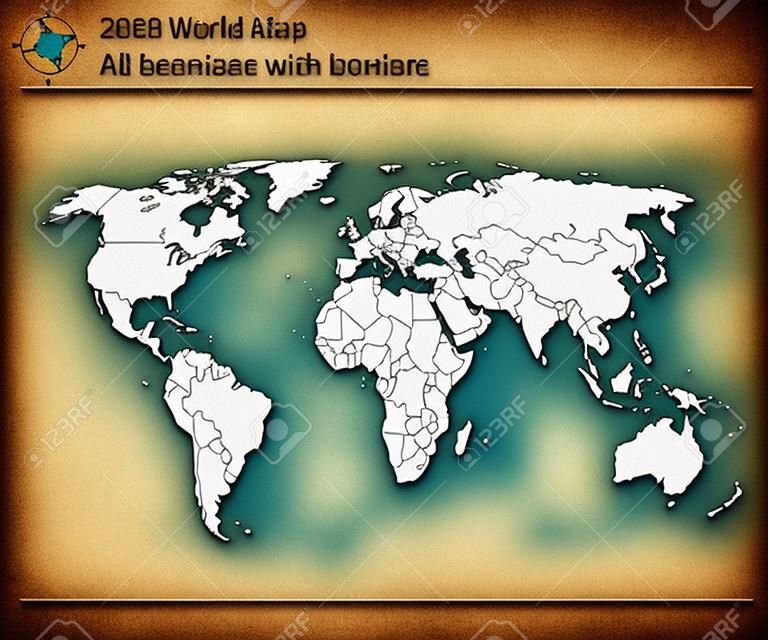 Mappa del mondo modificabile con i paesi e le frontiere