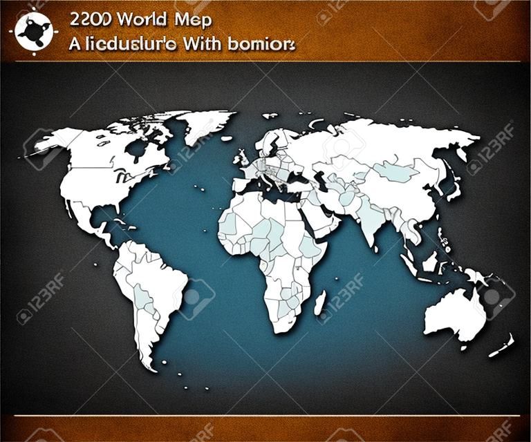 Mapa de mundo editable con países y fronteras