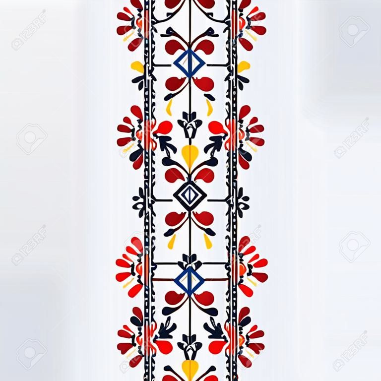 Ornamento decorativo com design tradicional romeno, borda vertical sem costura