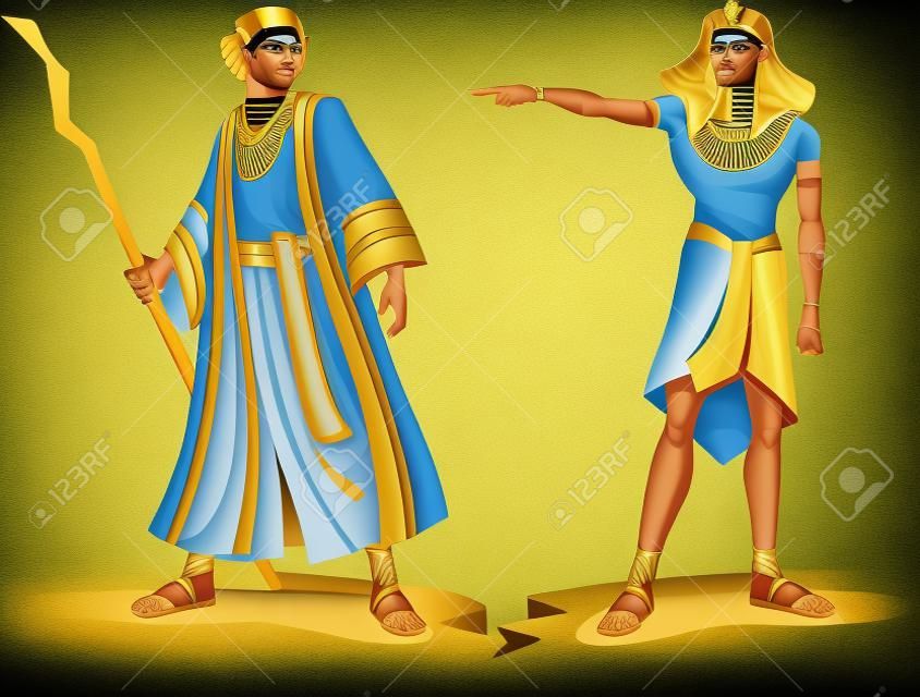 Vector illustratie van Farao die Mozes wegzendt