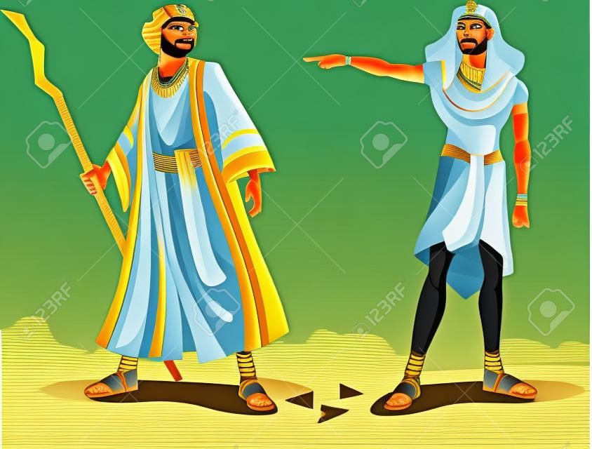 Векторная иллюстрация фараон отправки Моисея от