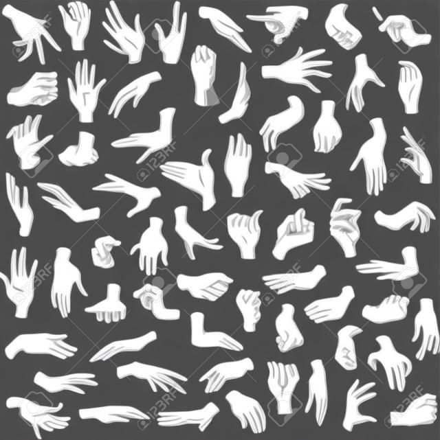 Conjunto de ilustrações vetoriais de mãos de mulher em vários gestos