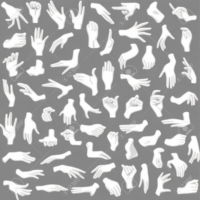 Conjunto de ilustrações vetoriais de mãos de mulher em vários gestos