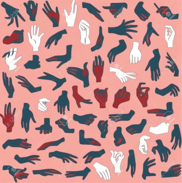 Vector illustrations pack of woman hands in various gestures 