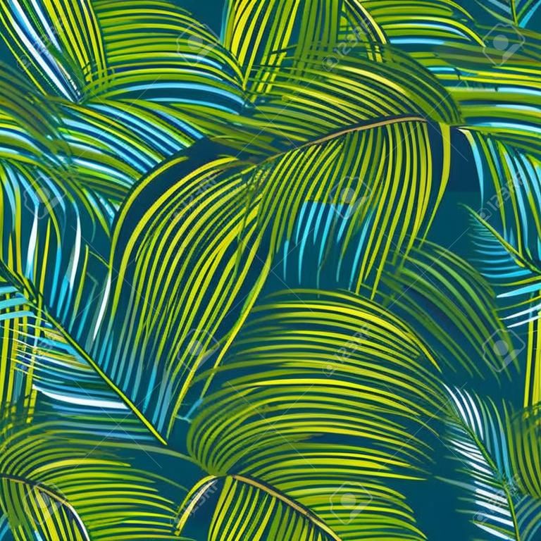 Modèle vectoriel Seamles avec des feuilles de palmiers tropicaux