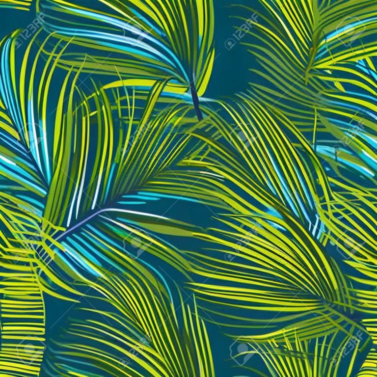 Vector patrón Seamles con hojas de palmeras tropicales