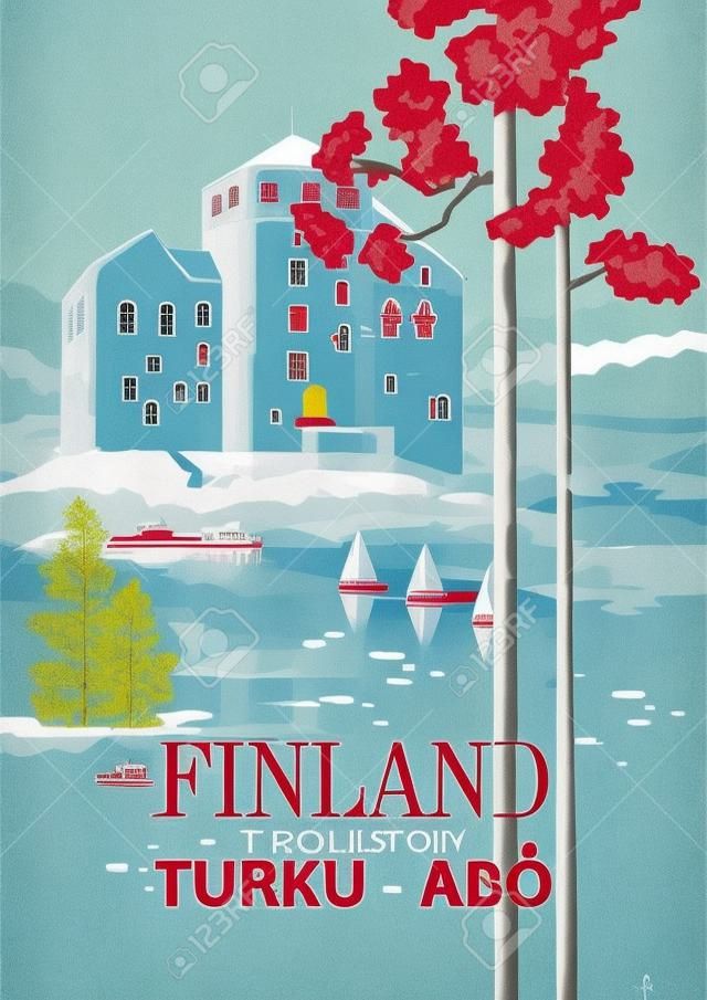 Finlândia. Cartaz de viagem. Bem-vindo ao Suomi.