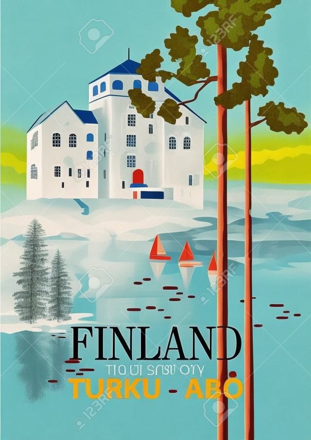 Finlândia. Cartaz de viagem. Bem-vindo ao Suomi.