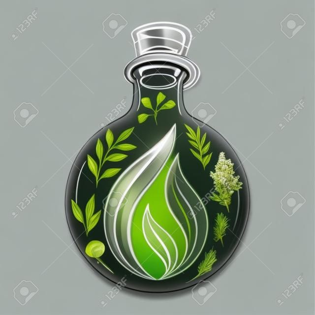 olejek eteryczny z ekologicznych roślin w szklanej butelce