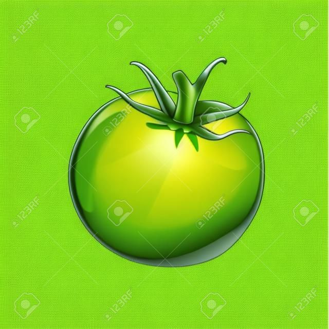 Isolated green tomato cartoon vector graphics
