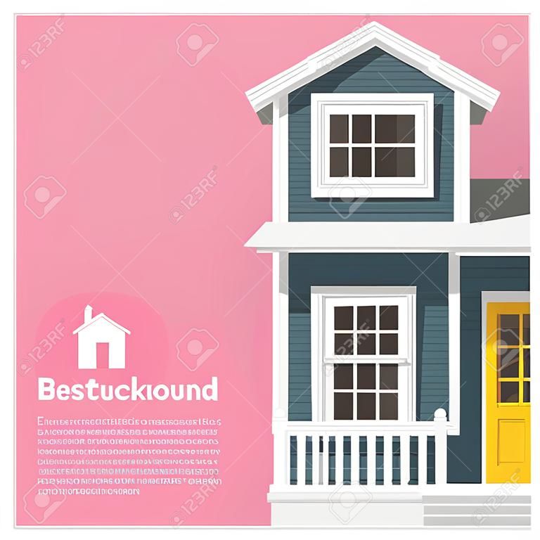 Elementos de la arquitectura de fondo con una pequeña casa, vector, ilustración